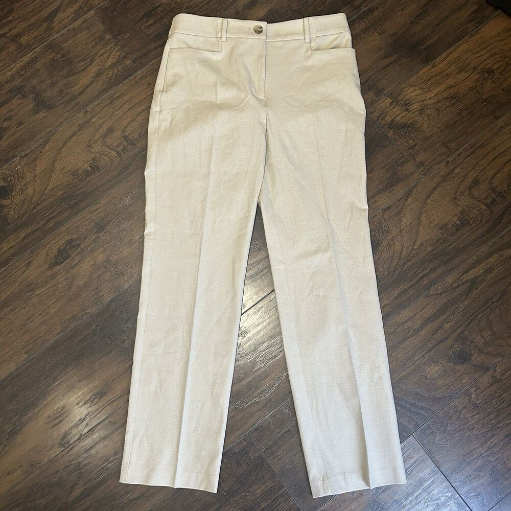 NWT LOFT Size 6 The Parker Straight High-Rise Tan Khaki Pants Pockets